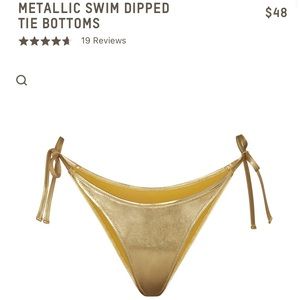 NEW Skims Metallic Swim MEDIUM Dipped Tie Bottoms GOLD